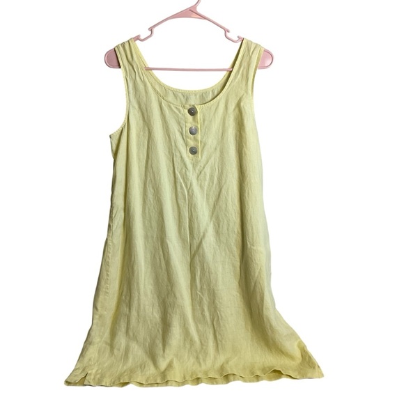 J. Jill Love Linen Sleeveless Shift Dress Yellow Size MP (Petite Medium) - Picture 3 of 8